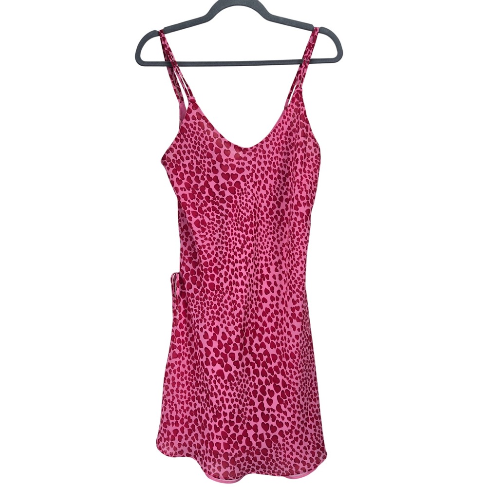 Inner Most Pink Mini Slip‎ Dress Heart Print Sleeveless Cami Medium Y2K Lingerie